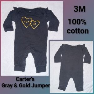 5 for $10 Carter's Dark Gray & Gold 'Mom & Me' Snap Bottom Jumper